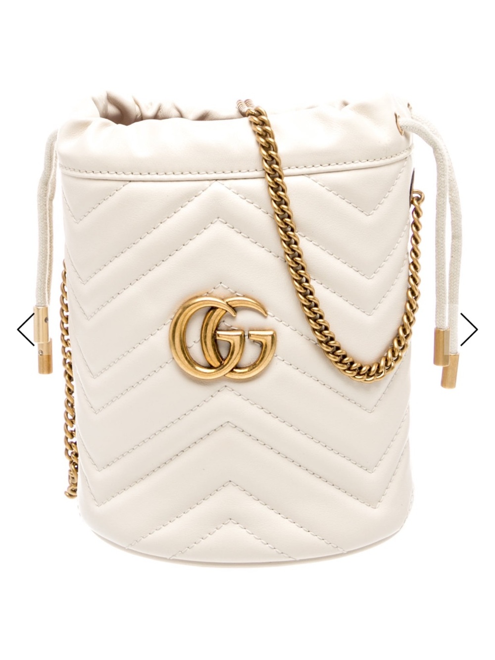 Gucci Cream Chevron Quilted Bucket Bag with Gold GG